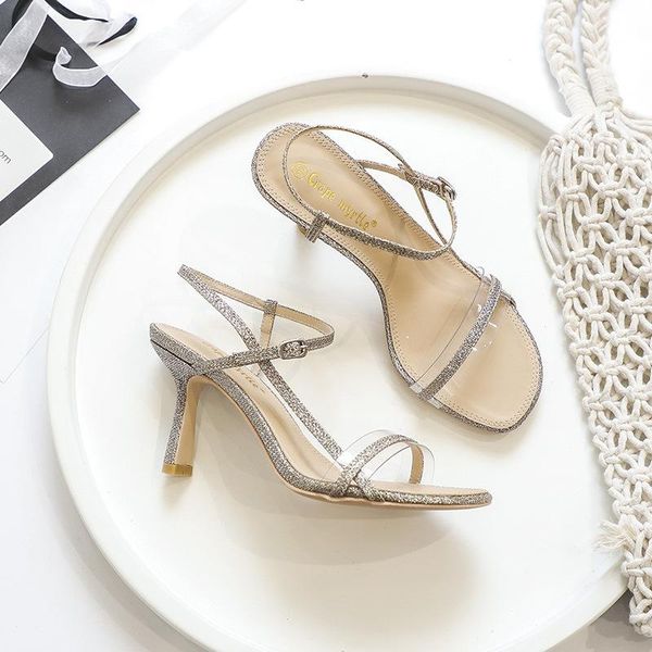 summer women's shoes korean-style fashion a- line buckle transparent thin sequin high-heeled sandals, Black
summer women's shoes korean-style fashion a- line buckle transparent thin sequin high-heeled sandals, Black