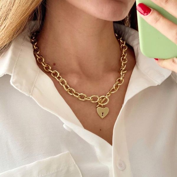 chains gold thick chain clasp claps necklaces statement heart pendant for women minimalist choker collier necklace jewelry, Silver
chains gold thick chain clasp claps necklaces statement heart pendant for women minimalist choker collier necklace jewelry, Silver