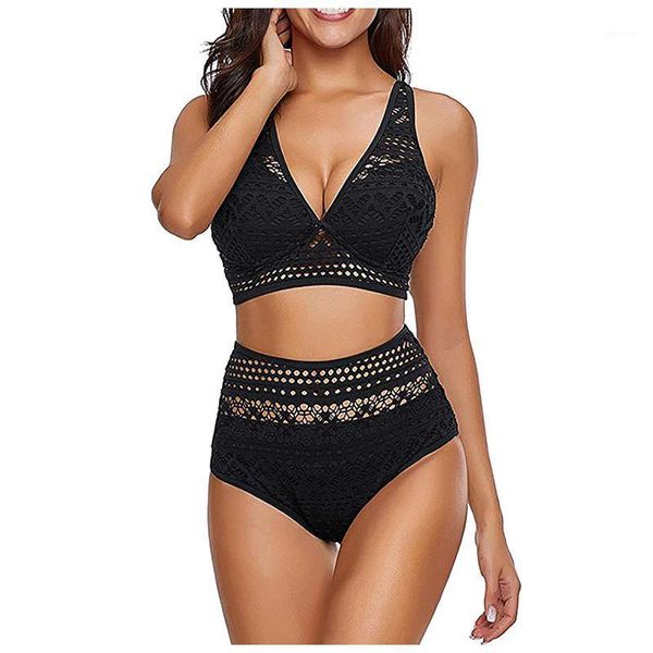women high waist bikini swimsuit swimwear women's split hollow lace lady style, White;black