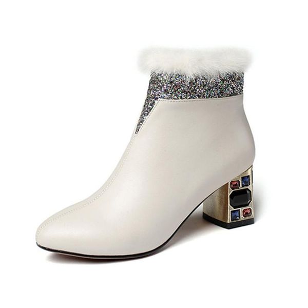 boots brand rhinestone heel women ankle fur genuine leather shoes comfortable winter high quality, Black
boots brand rhinestone heel women ankle fur genuine leather shoes comfortable winter high quality, Black