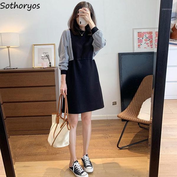 casual dresses women long sleeve dress patchwork vertical stripes fashion mini loose high waist womens korean style ulzzang harajuku, Black;gray
casual dresses women long sleeve dress patchwork vertical stripes fashion mini loose high waist womens korean style ulzzang harajuku, Black;gray