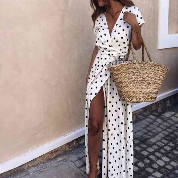 summer women beach party deep-v polka dot slits short sleeve maxi dress, Black;gray
summer women beach party deep-v polka dot slits short sleeve maxi dress, Black;gray