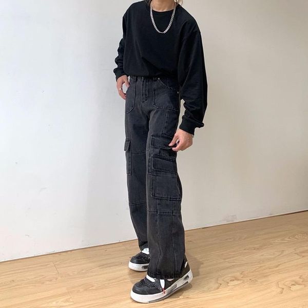 men's jeans wide leg for men streetwear retro vintage washed straight loose cargo large pocket man baggy pants black, Blue
men's jeans wide leg for men streetwear retro vintage washed straight loose cargo large pocket man baggy pants black, Blue