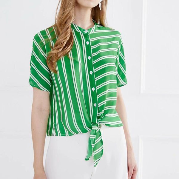 women's blouses & shirts quality high fashion 2021 designer shirt stand collar short sleeve striped blouse, White
women's blouses & shirts quality high fashion 2021 designer shirt stand collar short sleeve striped blouse, White