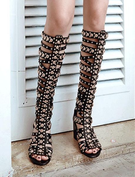 boots gold rivets studs women straps cage sandal peep toe ladies gladiator chunky heels zipper back summer punk, Black
boots gold rivets studs women straps cage sandal peep toe ladies gladiator chunky heels zipper back summer punk, Black