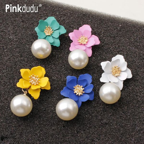pinkdudu korean ins 7 colors flower womens painting earrings pearl alloy stud elegant fashion jewelry og071, Golden;silver
pinkdudu korean ins 7 colors flower womens painting earrings pearl alloy stud elegant fashion jewelry og071, Golden;silver