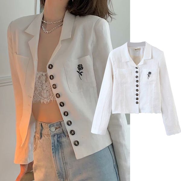 women's down & parkas autumn rose embroidery linen coat single breasted decoration jacket autumn work clothes 6oqi, Black
women's down & parkas autumn rose embroidery linen coat single breasted decoration jacket autumn work clothes 6oqi, Black