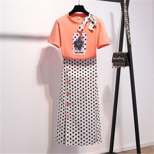 two piece dress 2021 summer women's set fashion bow round neck short sleeve print t-shirt & high waist polka dot midi skirt, White
two piece dress 2021 summer women's set fashion bow round neck short sleeve print t-shirt & high waist polka dot midi skirt, White