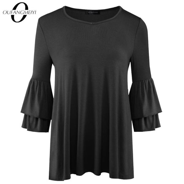 women's t-shirt autumn women fashion casual chic rufffle sleeve t shirt solid color o neck et056, White
women's t-shirt autumn women fashion casual chic rufffle sleeve t shirt solid color o neck et056, White
