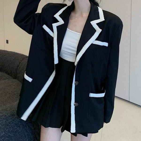 two piece dress women coat autumn small fragrance color contrast suit and loose, White
two piece dress women coat autumn small fragrance color contrast suit and loose, White