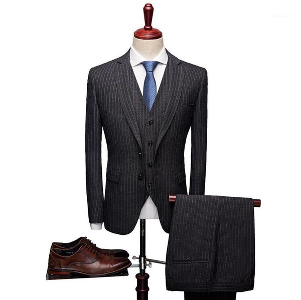 men's suits & blazers autumn and winter business casual striped men's formal work clothes groom wedding dress sets fit party banque, White;black
men's suits & blazers autumn and winter business casual striped men's formal work clothes groom wedding dress sets fit party banque, White;black