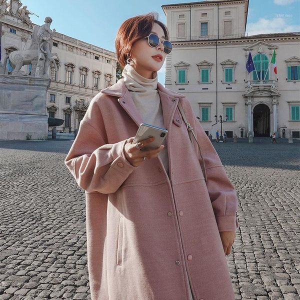 women's wool & blends pink woolen jacket womens mid-length 2021 winter korean-style loose-fit plus thick cotton overcoat /40, Black
women's wool & blends pink woolen jacket womens mid-length 2021 winter korean-style loose-fit plus thick cotton overcoat /40, Black