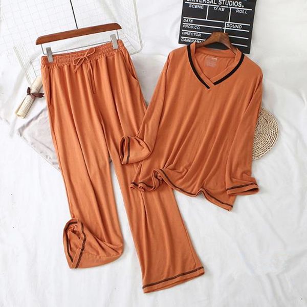 women's sleepwear autumn winter pijamas women modal cotton sleep + trousers two piece set loose women's home clothes v-neck p, Black;red
women's sleepwear autumn winter pijamas women modal cotton sleep + trousers two piece set loose women's home clothes v-neck p, Black;red