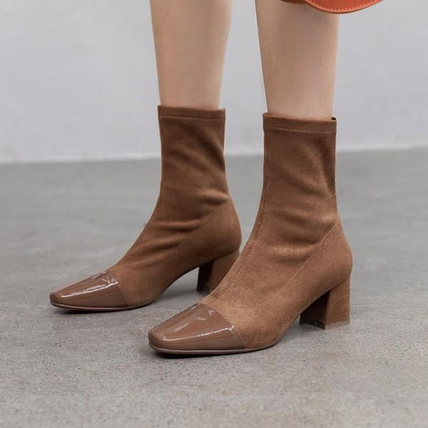 boots fashion woman flock women ankle high heel solid round toe elastic socks booties slip on autumn, Black
boots fashion woman flock women ankle high heel solid round toe elastic socks booties slip on autumn, Black