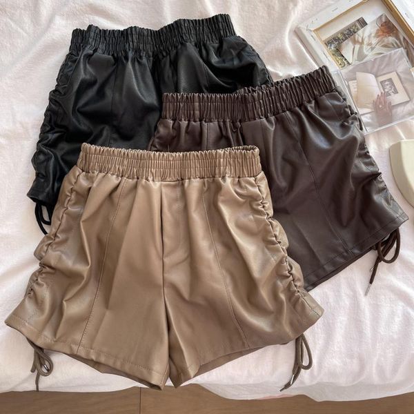 women's shorts party club women pu leather autumn elastic high waist black feminino solid casual wide leg mujer 2021, White;black
women's shorts party club women pu leather autumn elastic high waist black feminino solid casual wide leg mujer 2021, White;black