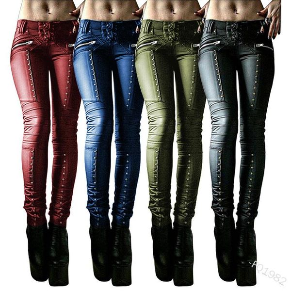 european and american women's pants solid color tight rivets stitched pleated zipper pocket small leg leather & capris, Black;white
european and american women's pants solid color tight rivets stitched pleated zipper pocket small leg leather & capris, Black;white