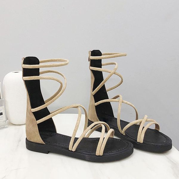 sandals 2021 women casual cross-tied flock strappy rome shoes back zipper high summer fashion comfort open toe flat, Black
sandals 2021 women casual cross-tied flock strappy rome shoes back zipper high summer fashion comfort open toe flat, Black