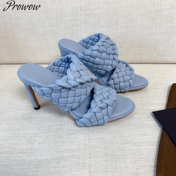 prowow weave slippers women leather high heels femmes sandales luxury summer zapatos de mujer slides party bombas size, Black
prowow weave slippers women leather high heels femmes sandales luxury summer zapatos de mujer slides party bombas size, Black