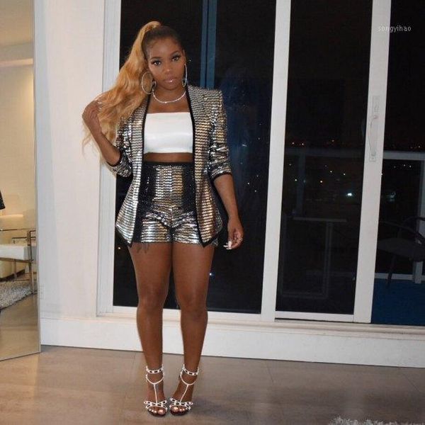 women's tracksuits sparkly sequin night out 2 piece set women club outfits fashion elegant jacket+shorts suit fall rave shorts sets, Gray
women's tracksuits sparkly sequin night out 2 piece set women club outfits fashion elegant jacket+shorts suit fall rave shorts sets, Gray