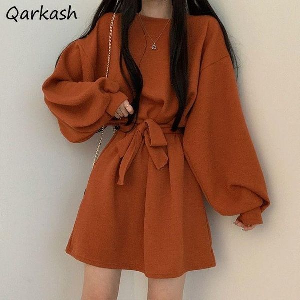 casual dresses women classy solid slim retro streetwear elegant lace-up design autumn temperament tunic korean ly lantern sleeve ins, Black;gray
casual dresses women classy solid slim retro streetwear elegant lace-up design autumn temperament tunic korean ly lantern sleeve ins, Black;gray