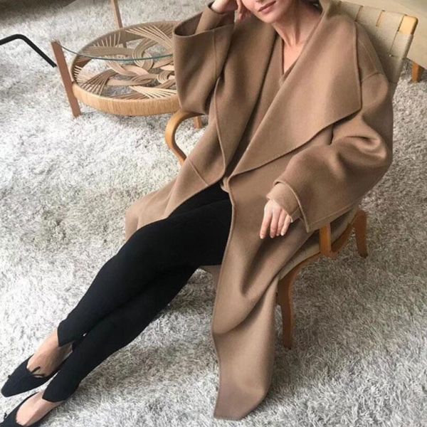 women's wool & blends cashmere blend classic women woolen coat loose fashion keep warm temperament lady long, Black
women's wool & blends cashmere blend classic women woolen coat loose fashion keep warm temperament lady long, Black
