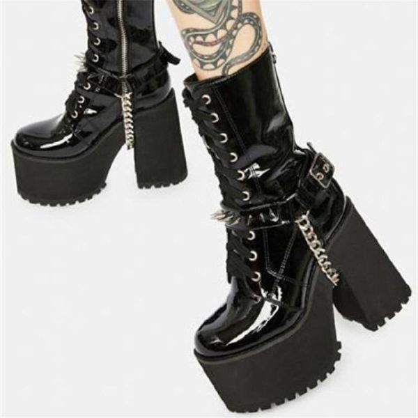 boots pxelena metal chain spike women gothic punk motorcycle biker combat ankle platform chunky block high heels cosplay shoes, Black
boots pxelena metal chain spike women gothic punk motorcycle biker combat ankle platform chunky block high heels cosplay shoes, Black