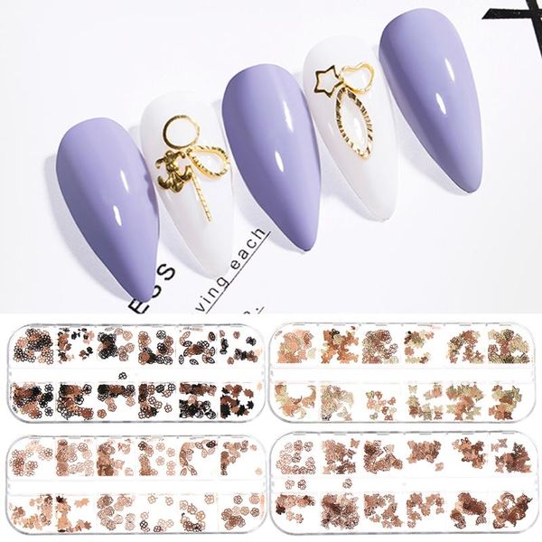 nail art decorations 12 grids/case mix style size hollow sequins butterfly heart rose flower leaf design 3d charm studs diy accessories, Silver;gold
nail art decorations 12 grids/case mix style size hollow sequins butterfly heart rose flower leaf design 3d charm studs diy accessories, Silver;gold