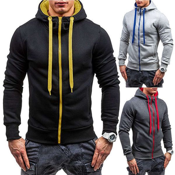 spring men's and tracksuits autumn casual fashion zipper hood color matching sports cardigan sweater coat, Gray
spring men's and tracksuits autumn casual fashion zipper hood color matching sports cardigan sweater coat, Gray