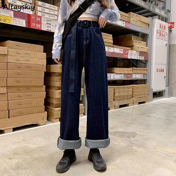 women's jeans women all-match loose female straight trousers high waist retro full length mujer ins comfortable casual daily fashion, Blue
women's jeans women all-match loose female straight trousers high waist retro full length mujer ins comfortable casual daily fashion, Blue