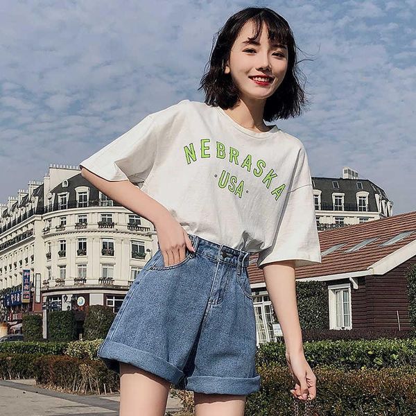 women's shorts summer women high waist button wigh leg jeans casual female loose fit blue denim, White;black
women's shorts summer women high waist button wigh leg jeans casual female loose fit blue denim, White;black