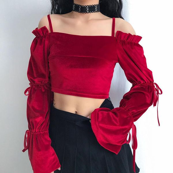 women's blouses & shirts women blouse shoulder long sleeve short open blusas mujer de moda, White
women's blouses & shirts women blouse shoulder long sleeve short open blusas mujer de moda, White