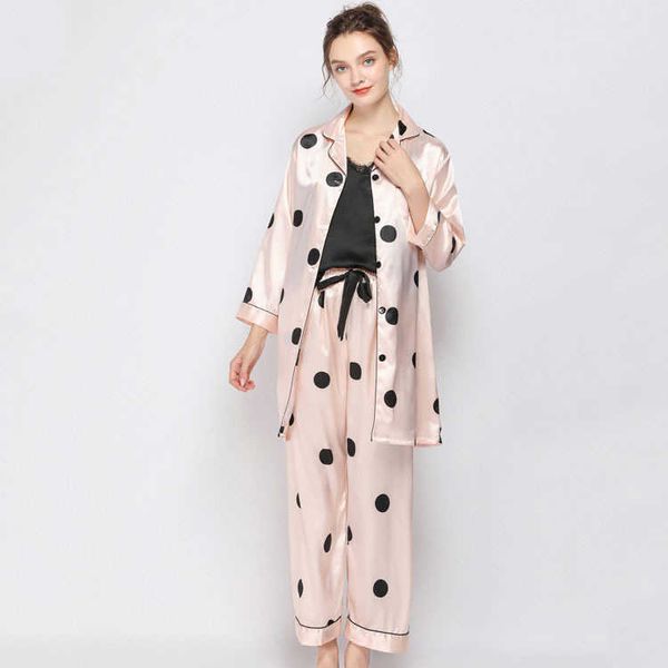 sleepwear straight pajama set v-ne sling bow trousers coat three piece home suit, Black;red
sleepwear straight pajama set v-ne sling bow trousers coat three piece home suit, Black;red