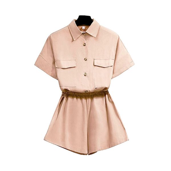 turn down collar short sleeve button pocket elastic waist shorts women two piece set summer t0178 210514, White
turn down collar short sleeve button pocket elastic waist shorts women two piece set summer t0178 210514, White