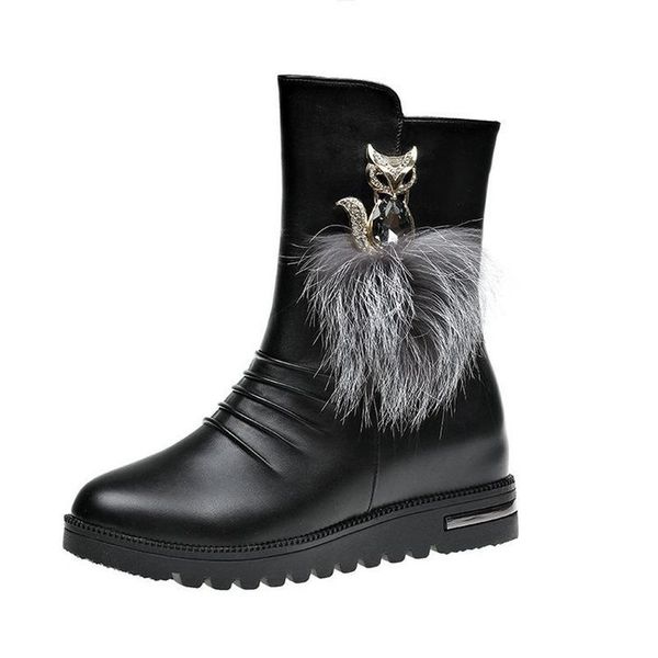 thick soled winter boots increased snow women's cute fur ball waterproof zipper plus size flat students mid calf, Black
thick soled winter boots increased snow women's cute fur ball waterproof zipper plus size flat students mid calf, Black