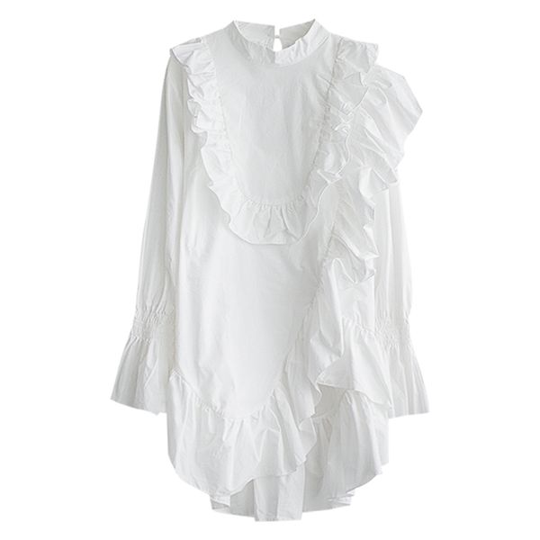 black white stand collar flare long sleeve asymmetrical ruffle loose solid shirt autumn b0677 210514
black white stand collar flare long sleeve asymmetrical ruffle loose solid shirt autumn b0677 210514