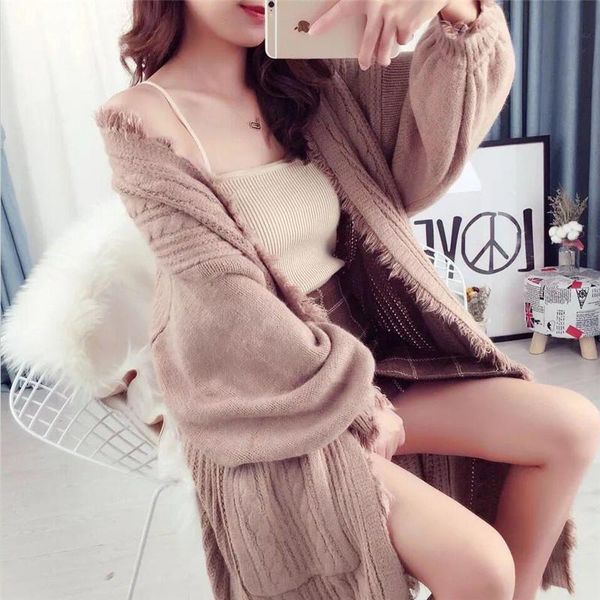 women's sweaters oversized twist cardigans with pockets autumn winter long sweater women cardigan coat knitted pure vestidos tassel 202, White;black
women's sweaters oversized twist cardigans with pockets autumn winter long sweater women cardigan coat knitted pure vestidos tassel 202, White;black