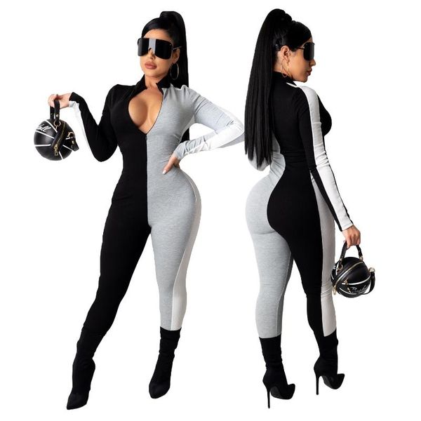 women's jumpsuits & rompers fashionable three-color stitching jumpsuit 2021 winter zipper collocation long sleeved slim street shooting, Black;white
women's jumpsuits & rompers fashionable three-color stitching jumpsuit 2021 winter zipper collocation long sleeved slim street shooting, Black;white