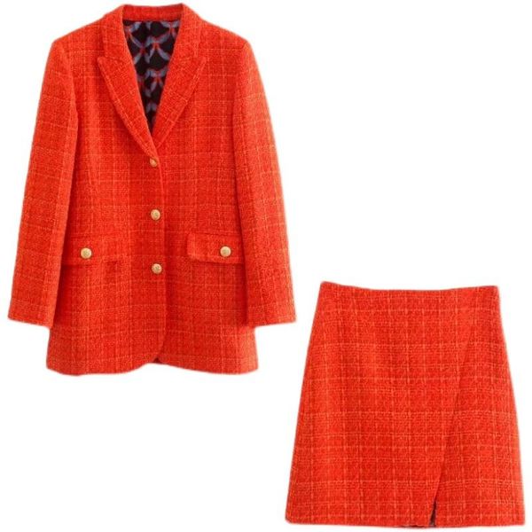 two piece dress fall 2021 woolen printed lining slim-fit single-breasted blazer with slit mini skirt suit, White
two piece dress fall 2021 woolen printed lining slim-fit single-breasted blazer with slit mini skirt suit, White