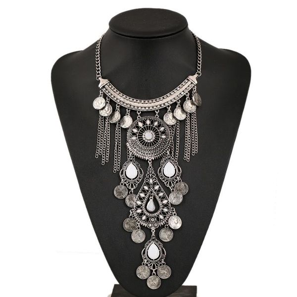 pendant necklaces water drop round coin tassel statement choker bohemian ethnic necklace women fashion jewelry vintage, Silver
pendant necklaces water drop round coin tassel statement choker bohemian ethnic necklace women fashion jewelry vintage, Silver