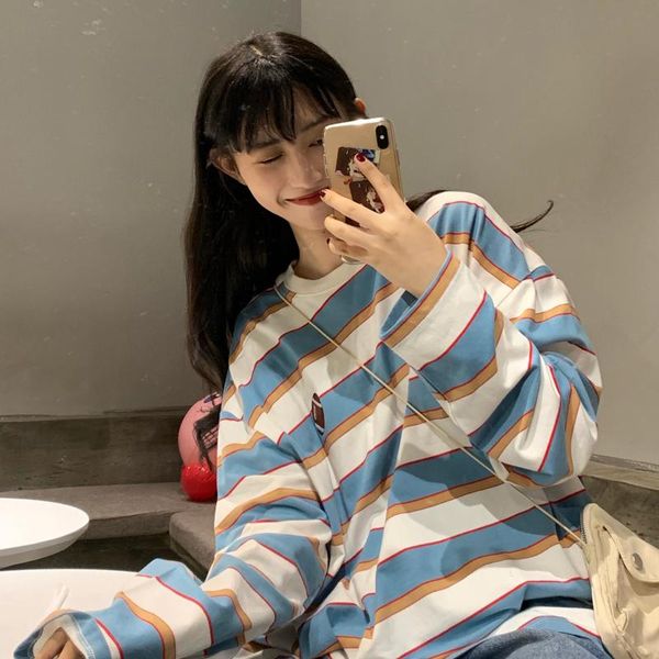 women's t-shirt loose embroidered striped sweatshirts japanese harajuku ulzzang female korean kawaii cute clothing for women, White
women's t-shirt loose embroidered striped sweatshirts japanese harajuku ulzzang female korean kawaii cute clothing for women, White