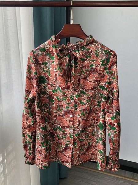 women's blouses & shirts 2021 silk cotton women blouse vintage floral print back bow single-breasted chic ladies shirt female long slee, White
women's blouses & shirts 2021 silk cotton women blouse vintage floral print back bow single-breasted chic ladies shirt female long slee, White