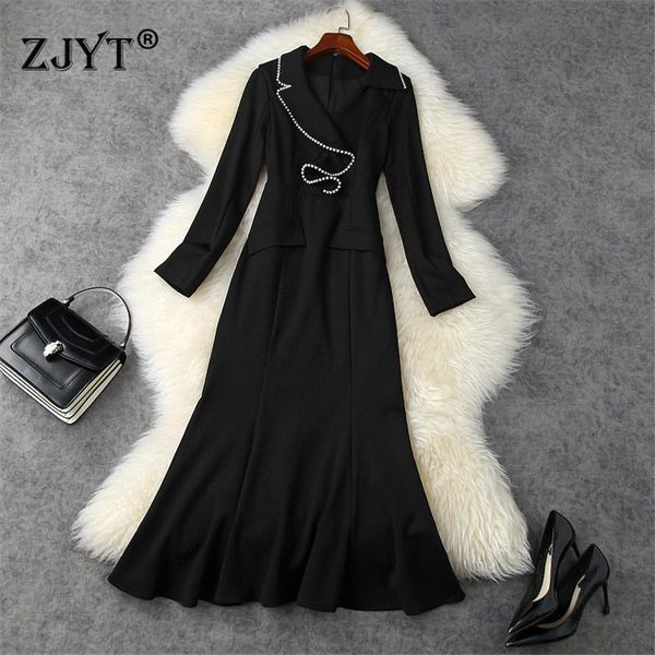 casual dresses woman runway designers pearls long trumpet dress autumn winter clothes elegant black cocktail party robe femme office vestido, Black;gray
casual dresses woman runway designers pearls long trumpet dress autumn winter clothes elegant black cocktail party robe femme office vestido, Black;gray