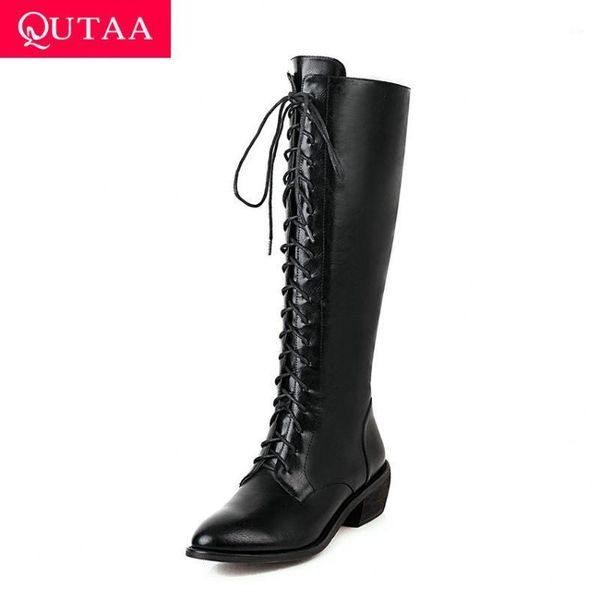 2021 knee high women boots autumn winter square heel pointed toe shoes pu leather lace up zipper long boot size34-431, Black
2021 knee high women boots autumn winter square heel pointed toe shoes pu leather lace up zipper long boot size34-431, Black