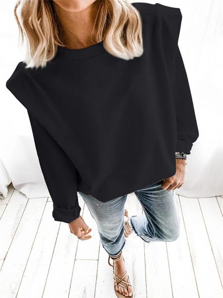 women's hoodies & sweatshirts 2021 autumn and winter women fashion long sleeve shoulder pad casual loose pullover female solid sweatshi, Black
women's hoodies & sweatshirts 2021 autumn and winter women fashion long sleeve shoulder pad casual loose pullover female solid sweatshi, Black
