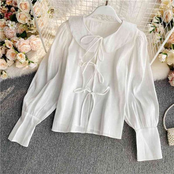 autumn style blouse korean japan sweet puff sleeve shirts female wild tie bow cute peter pan collar blusa gx1069 210507, White
autumn style blouse korean japan sweet puff sleeve shirts female wild tie bow cute peter pan collar blusa gx1069 210507, White