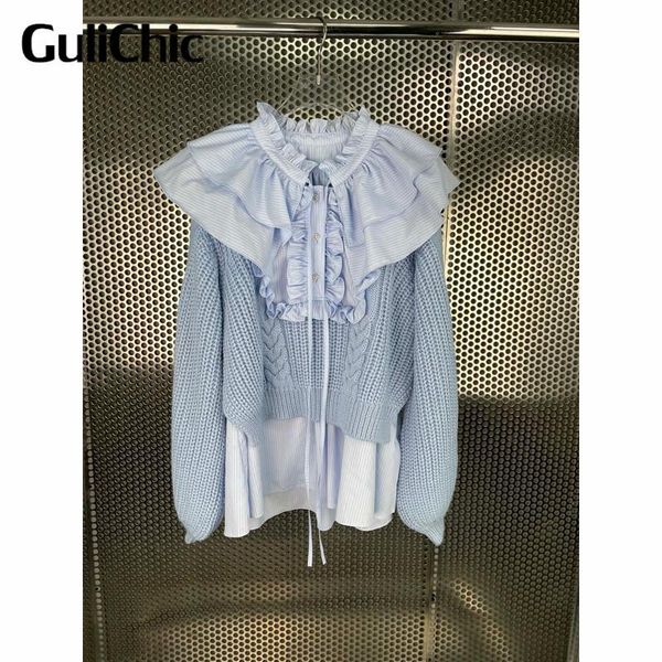 women's tracksuits 10.15 gulichic women fashion ruffled patchwork twist knitted fake two piece pullover sweater or shorts set, Gray
women's tracksuits 10.15 gulichic women fashion ruffled patchwork twist knitted fake two piece pullover sweater or shorts set, Gray