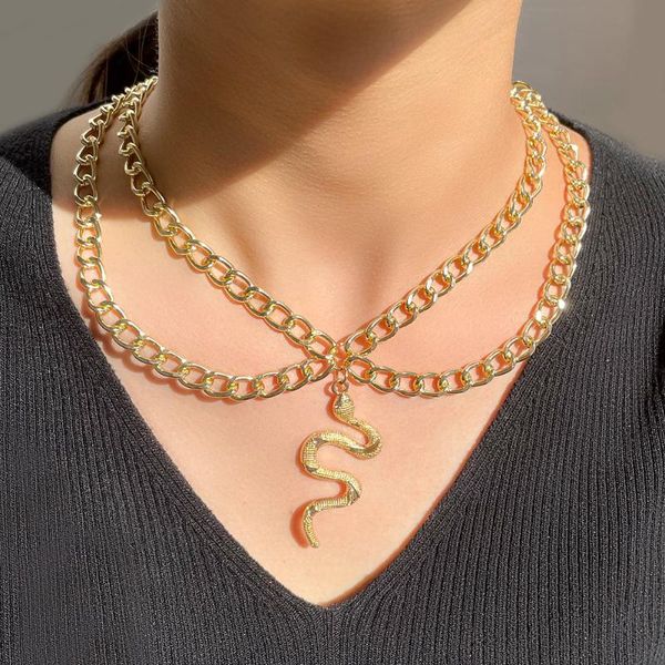 chains just feel gold silver color snake pendant necklace for women simple double layer metal link chain hip hop jewelry
chains just feel gold silver color snake pendant necklace for women simple double layer metal link chain hip hop jewelry