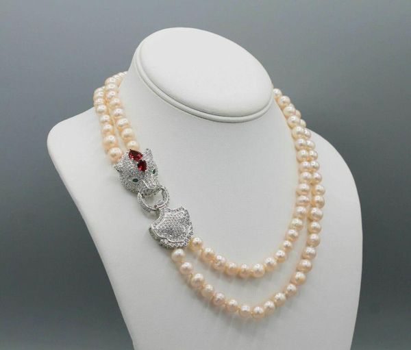 chains hand-made micro inlaid zircon leopard head accessories 8-9mm pink freshwater pearl necklace 43-47cm long, Silver
chains hand-made micro inlaid zircon leopard head accessories 8-9mm pink freshwater pearl necklace 43-47cm long, Silver