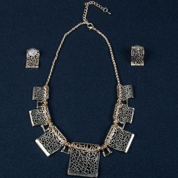 earrings & necklace vintage jewelry set for women gold silver color filigree metal rectangle geometric sets
earrings & necklace vintage jewelry set for women gold silver color filigree metal rectangle geometric sets