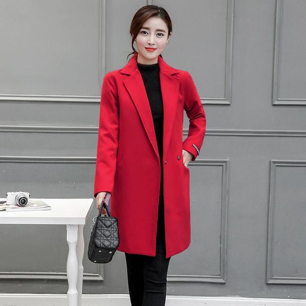 women's wool & blends fashion slim long blend ladies coat solid pockets jacket single button office korean womens, Black
women's wool & blends fashion slim long blend ladies coat solid pockets jacket single button office korean womens, Black